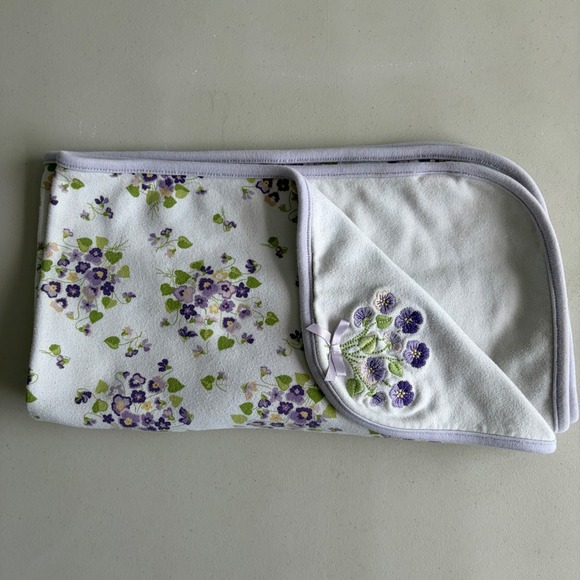 Gymboree Other - Gymboree Vintage 2008 Baby Girl Snappy Dresser Purple Flower Cotton Baby Blanket